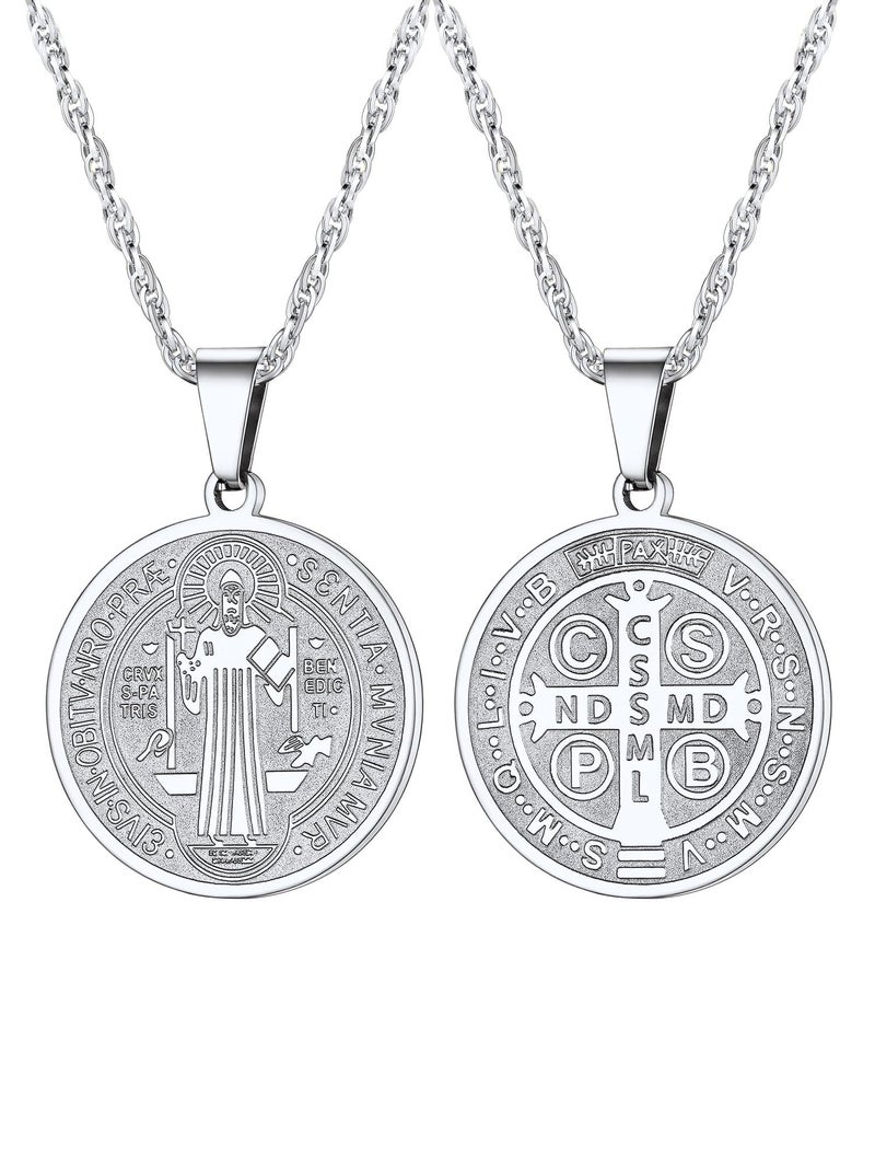 PROSTEEL St Benedict Medals Saint Benedict Cross San Benito Medalla Religious Medal Catholic Jewelry Stainless Steel Men Women Necklace - Image 1