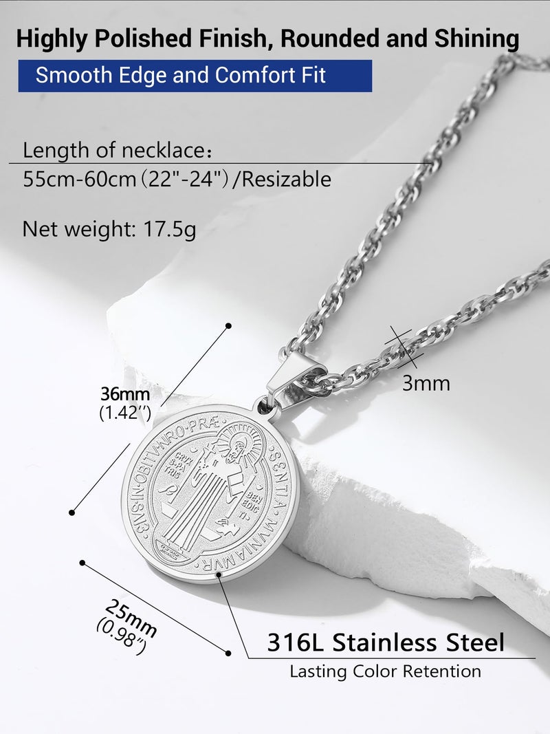 PROSTEEL St Benedict Medals Saint Benedict Cross San Benito Medalla Religious Medal Catholic Jewelry Stainless Steel Men Women Necklace - Image 4