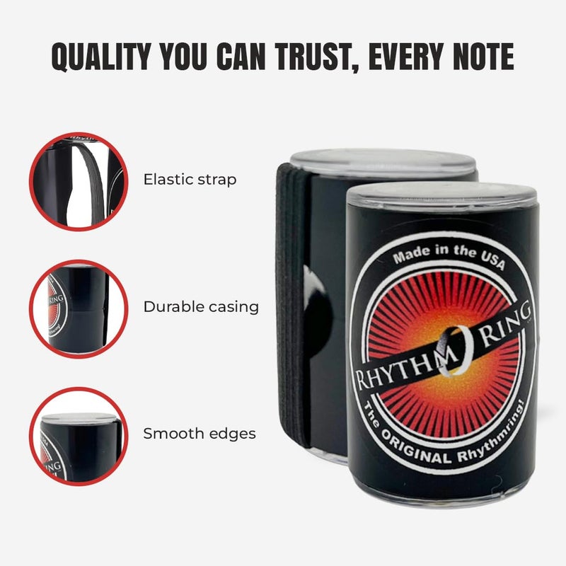 RhythmRing Rhythm Ring Finger Shaker â€“ Compact Hand Percussion Shakers Musical Instruments â€“ Wearable Musical Shaker for Acoustic Guitar, Ukulele, Cajon, Djembe and More â€“ One-Size Elastic Strap - Image 5