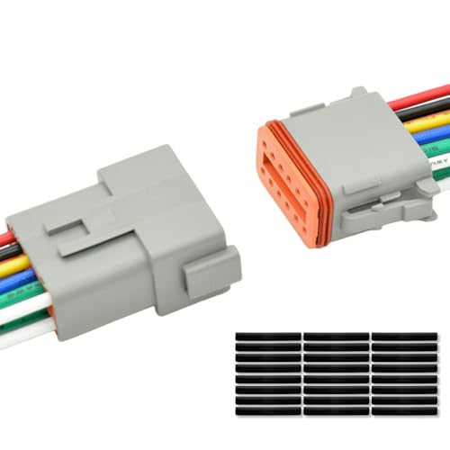 ALFOCI 1 Set 12 Pin DT Deustch Waterproof Automotive Electrical Butt Connector with 16AWG -40℃-105℃ 600V Wires and Heat Shrink Tubes Connectors Kit for Car Truck Boat (F 12Pin Wiring 1Pair) - Image 1