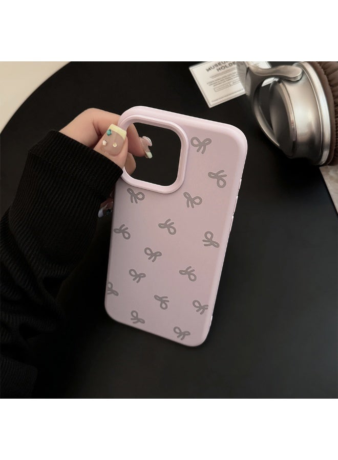 NIBEMINENT Bowknot Protective TPU Case Cover For iPhone 16 Pro Max, Bean Purple