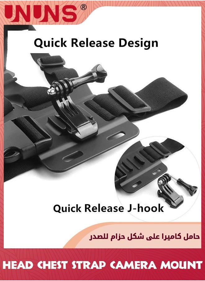 UNUNS Gopro Accessories Kit-Head Mount Strap+Chest Mount Harness Stand,Backpack Strap,Shoulder Strap,Wrist Strap,Head Strap Mount Clip Stand,For Video Camera Mount,2-in-1 Camera Phones Holder Bracket  - Image 3