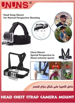 UNUNS Gopro Accessories Kit-Head Mount Strap+Chest Mount Harness Stand,Backpack Strap,Shoulder Strap,Wrist Strap,Head Strap Mount Clip Stand,For Video Camera Mount,2-in-1 Camera Phones Holder Bracket  - Image 2