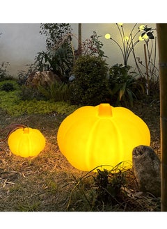 Generic Solar Pumpkin Statue Outdoor Garden Glowing Pumpkin Decoration Resin Pumpkin Fall Christmas Halloween Thanksgiving Gifts Outdoor Decoration Suitable for Porch Terrace, Patio, Lawn  - Image 2