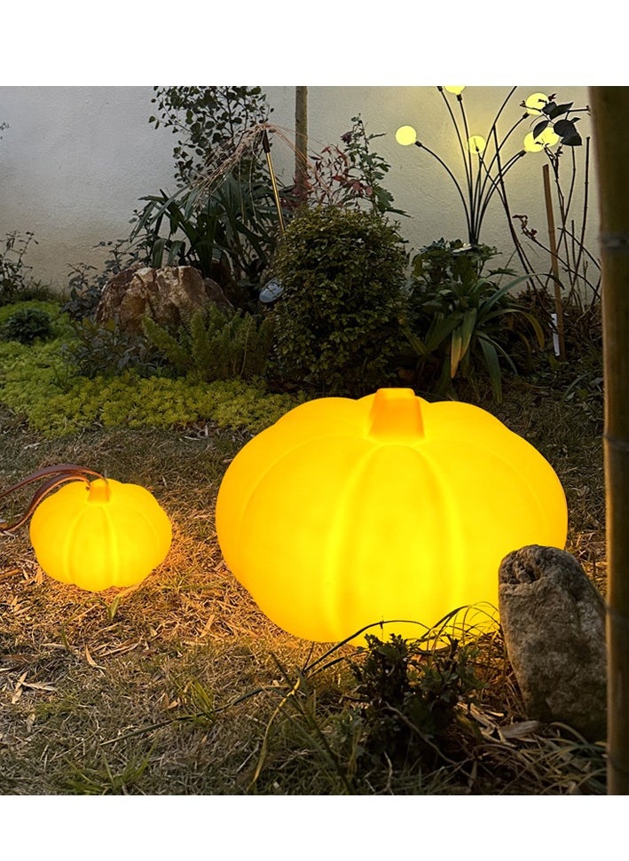 Generic Solar Pumpkin Statue Outdoor Garden Glowing Pumpkin Decoration Resin Pumpkin Fall Christmas Halloween Thanksgiving Gifts Outdoor Decoration Suitable for Porch Terrace, Patio, Lawn  - Image 2