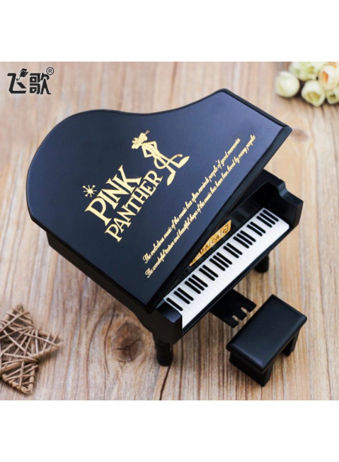 Feige Retro Triangle Piano Music Box Wooden Carved Music Box Creative Small Gift Gift - Image 1