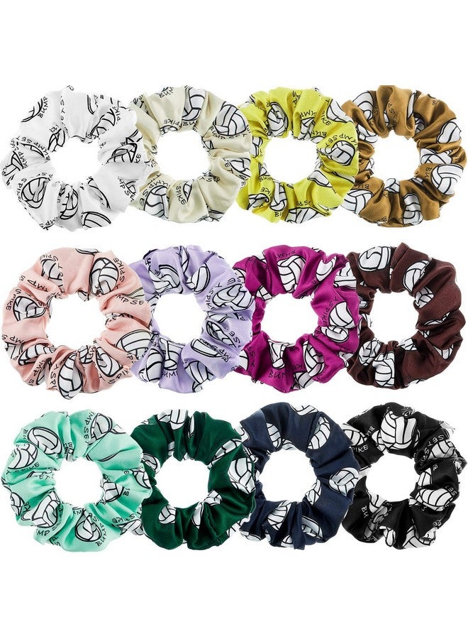 WILLBOND WILLBOND 12 Pieces Silk Hair Scrunchies Volleyball Sport Hair Elastic Satin Ties Bands Ponytail Holders for Players Teams Gifts Wristband Decoration Accessories Women(Multicolor) - Image 1