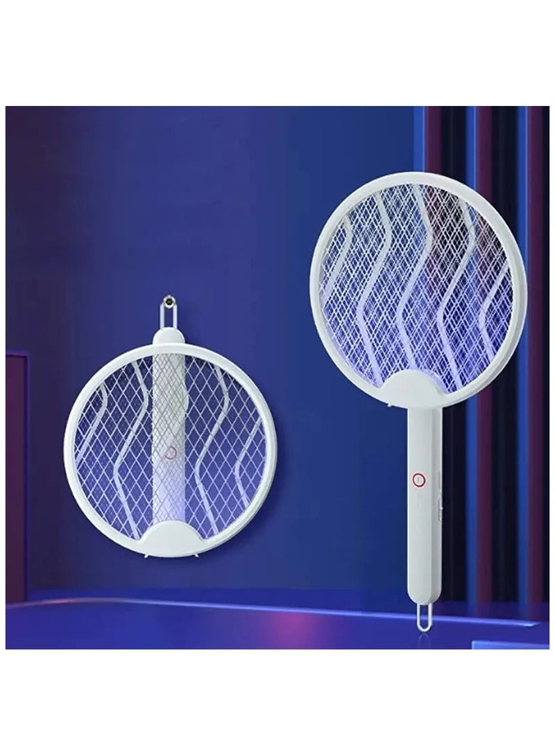 Generic Electric Mosquito Swatter, 3 in 1, Vertical, Foldable, Handheld, Auto Zap Mode with Base, Compact Size, UV Light, 3000V, USB Rechargeable, 3 Layers Safety Mesh, For Bugs, Pests for Home and Outdoor. - Image 1