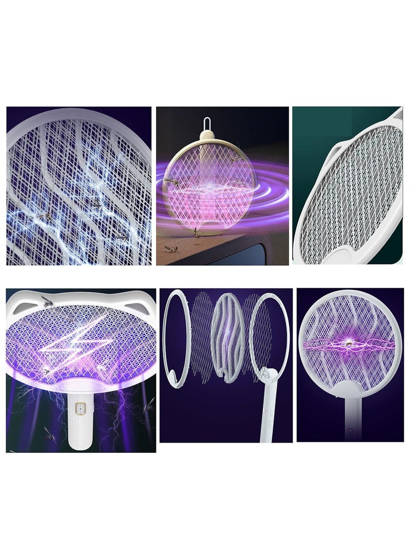 Generic Electric Mosquito Swatter, 3 in 1, Vertical, Foldable, Handheld, Auto Zap Mode with Base, Compact Size, UV Light, 3000V, USB Rechargeable, 3 Layers Safety Mesh, For Bugs, Pests for Home and Outdoor. - Image 3
