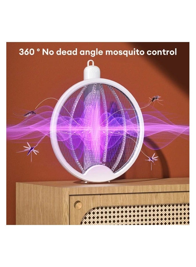 Generic Electric Mosquito Swatter, 3 in 1, Vertical, Foldable, Handheld, Auto Zap Mode with Base, Compact Size, UV Light, 3000V, USB Rechargeable, 3 Layers Safety Mesh, For Bugs, Pests for Home and Outdoor. - Image 4