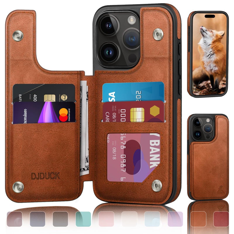 DJDUCK Designed for iPhone 16 Pro Max Case Wallet with Card Holder, [Magnetic Clasp Cover] [RFID Blocking Leather Protection] Shockproof Women Men Cases 6.9 Inch for Apple 16 Pro Max Light Brown - Image 1
