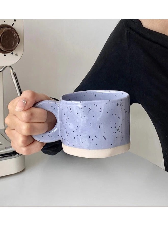 ShebSheb Irregular Inkjet Tea Cup,Ceramic Coffee Mug,Creative Stoneware Coffee Cup with Handle  - Image 1
