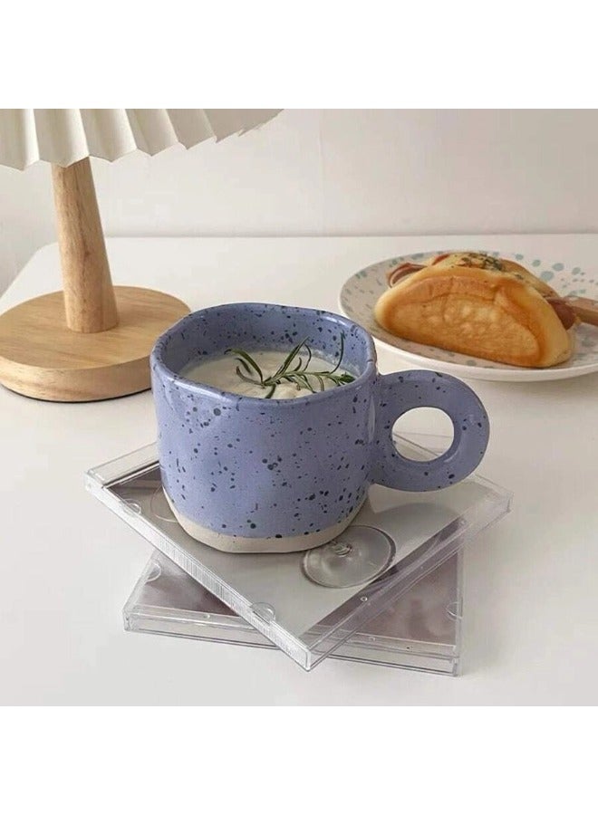 ShebSheb Irregular Inkjet Tea Cup,Ceramic Coffee Mug,Creative Stoneware Coffee Cup with Handle  - Image 2