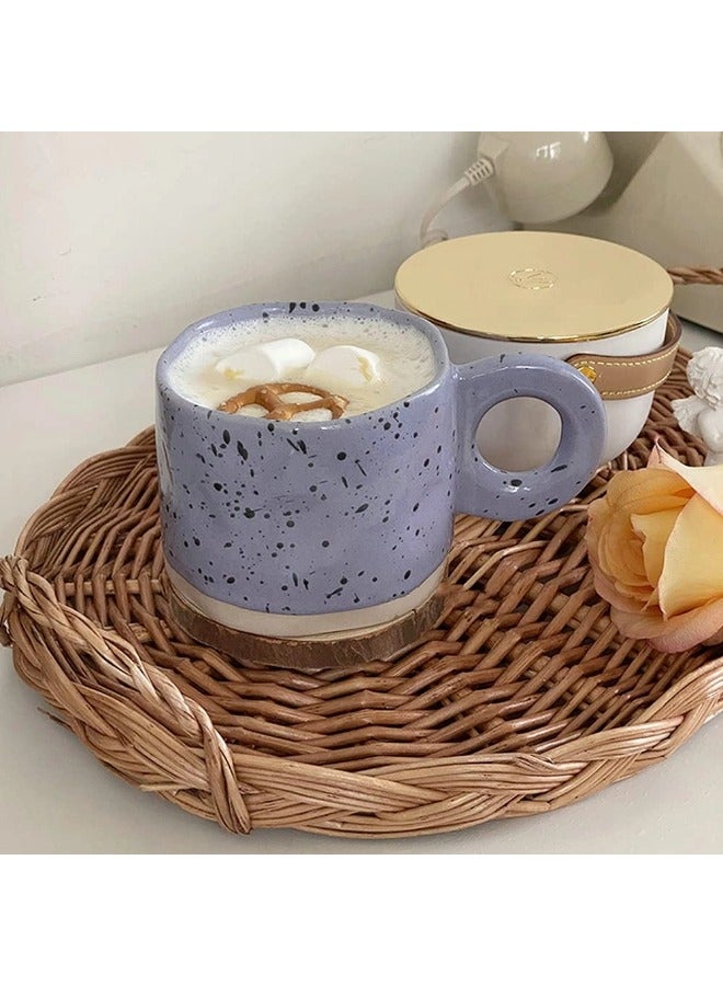 ShebSheb Irregular Inkjet Tea Cup,Ceramic Coffee Mug,Creative Stoneware Coffee Cup with Handle  - Image 3