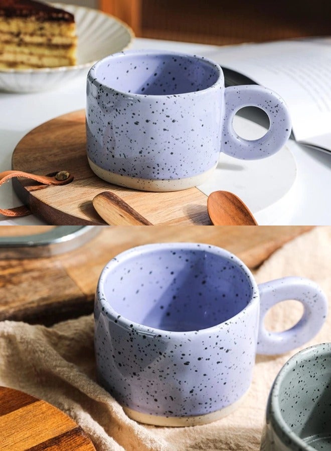 ShebSheb Irregular Inkjet Tea Cup,Ceramic Coffee Mug,Creative Stoneware Coffee Cup with Handle  - Image 4