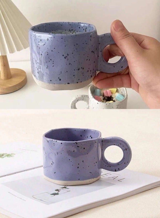 ShebSheb Irregular Inkjet Tea Cup,Ceramic Coffee Mug,Creative Stoneware Coffee Cup with Handle  - Image 5