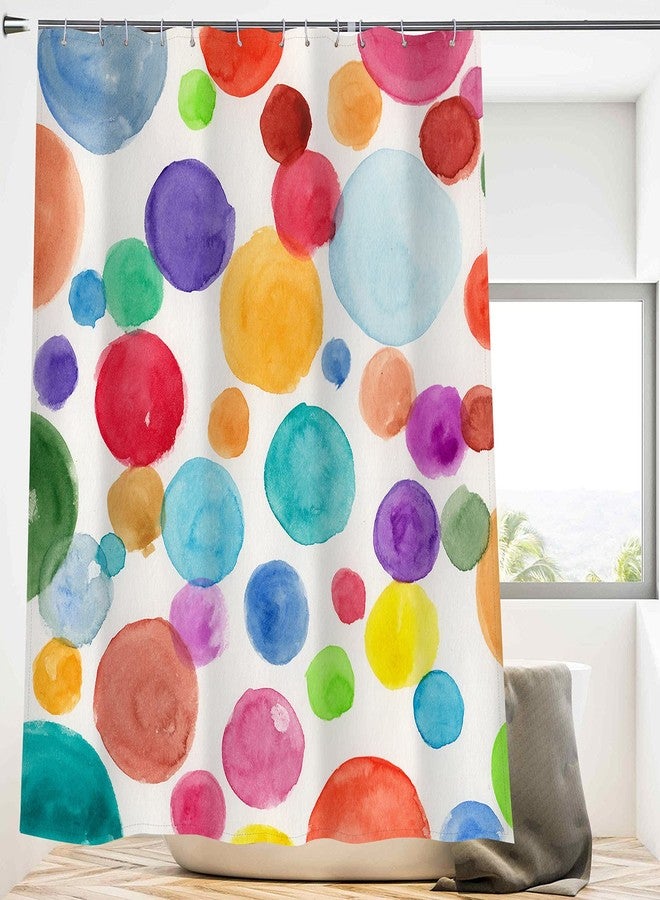 De-Mediocre Polka Dot Shower Curtain Kids Watercolor Rainbow Colorful 72"x72" Abstract Circles Children Girls Bath Curtain Geometric for Bathroom Bathtub Decor Polyester Fabric with 12 Shower Hooks - Image 3