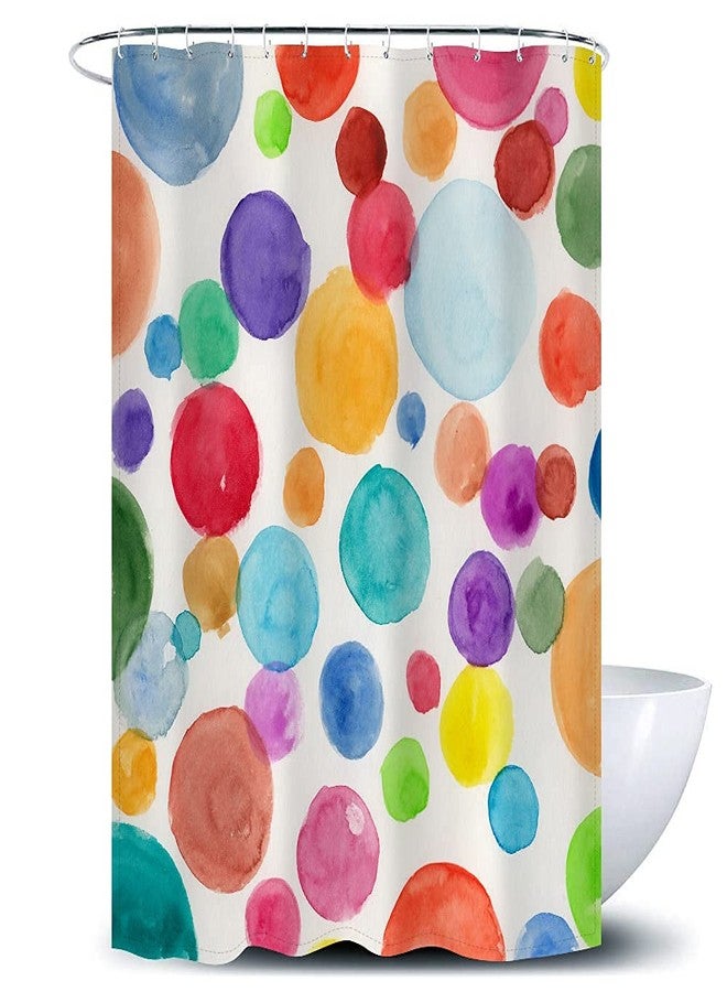 De-Mediocre Polka Dot Shower Curtain Kids Watercolor Rainbow Colorful 72"x72" Abstract Circles Children Girls Bath Curtain Geometric for Bathroom Bathtub Decor Polyester Fabric with 12 Shower Hooks - Image 2