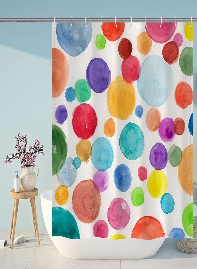 De-Mediocre Polka Dot Shower Curtain Kids Watercolor Rainbow Colorful 72"x72" Abstract Circles Children Girls Bath Curtain Geometric for Bathroom Bathtub Decor Polyester Fabric with 12 Shower Hooks - Image 1