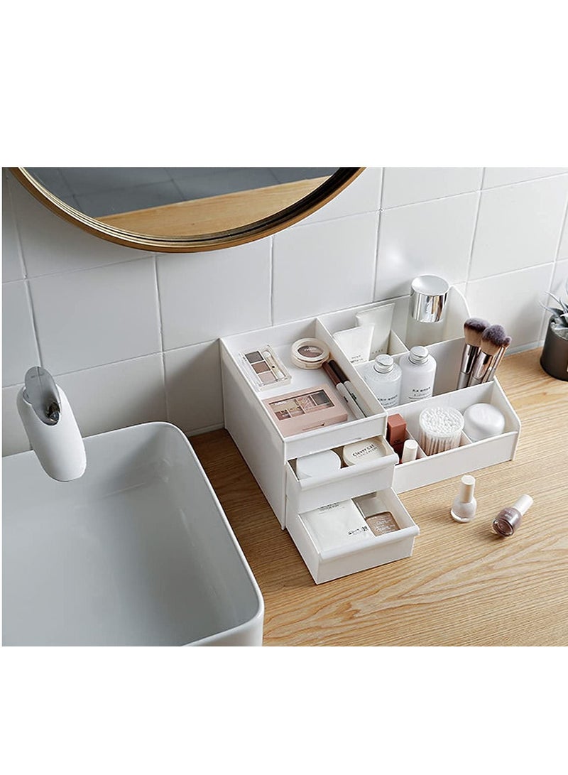 Arabest منظم مكتب المكياج مع أدراج - منظم للعناية بالبشرة على سطح الحمام لمستحضرات التجميل، حامل مستحضرات التجميل لأحمر الشفاه والفرش واللوشن وظلال العيون وطلاء الأظافر والمجوهرات المتنوعة - Image 3