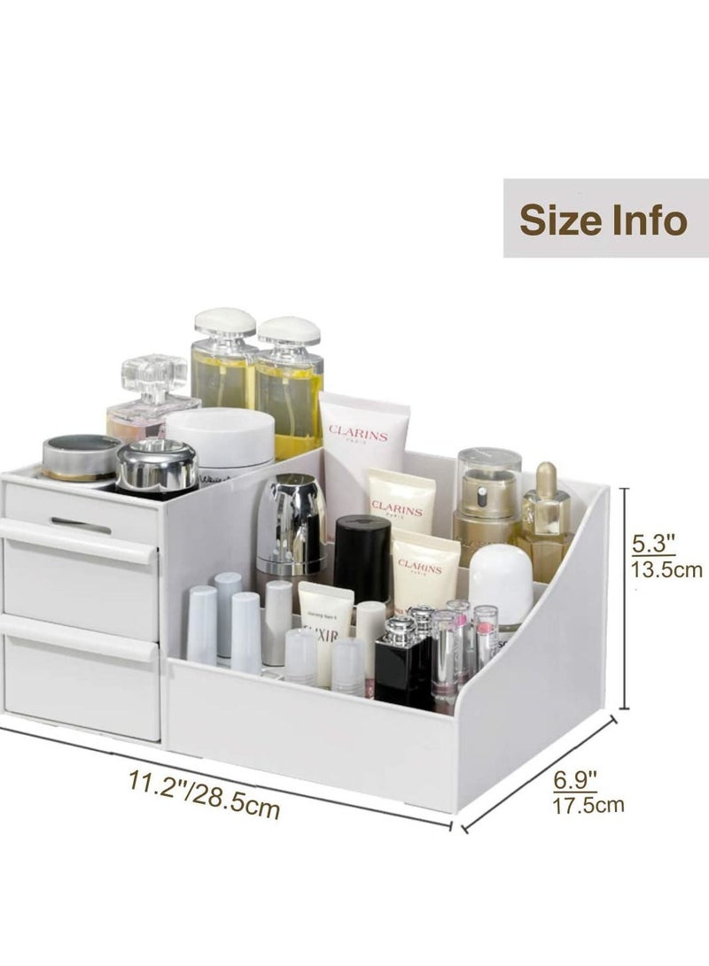 Arabest منظم مكتب المكياج مع أدراج - منظم للعناية بالبشرة على سطح الحمام لمستحضرات التجميل، حامل مستحضرات التجميل لأحمر الشفاه والفرش واللوشن وظلال العيون وطلاء الأظافر والمجوهرات المتنوعة - Image 2