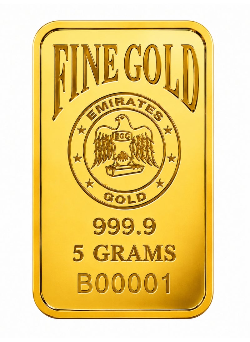 الإمارات جولد سبيكة ذهب الإمارات بوزن 5 غرامات، ذهب نقي عيار 999.9، معتمدة ومرفقة ببطاقة فحص - Image 3