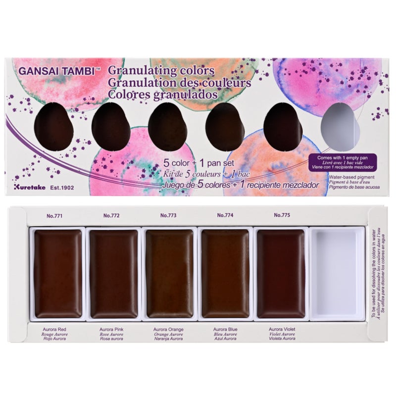 Kuretake GANSAI TAMBI GRANULATING COLOR 5 colors set, Watercolor Paint Set, Professional-Quality for Artists and Crafters, AP-Certified, for Adult, Made in Japan - Image 1