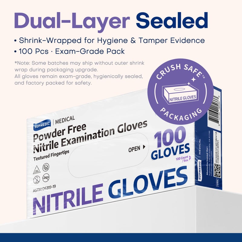 Supmedic Nitrile Exam Gloves, 3.5 Mil Powder-Free Food Safe Cooking Cleaning Lab Disposable Medical Glove, Violet Blue 100 Pcs (Medium) - Image 5