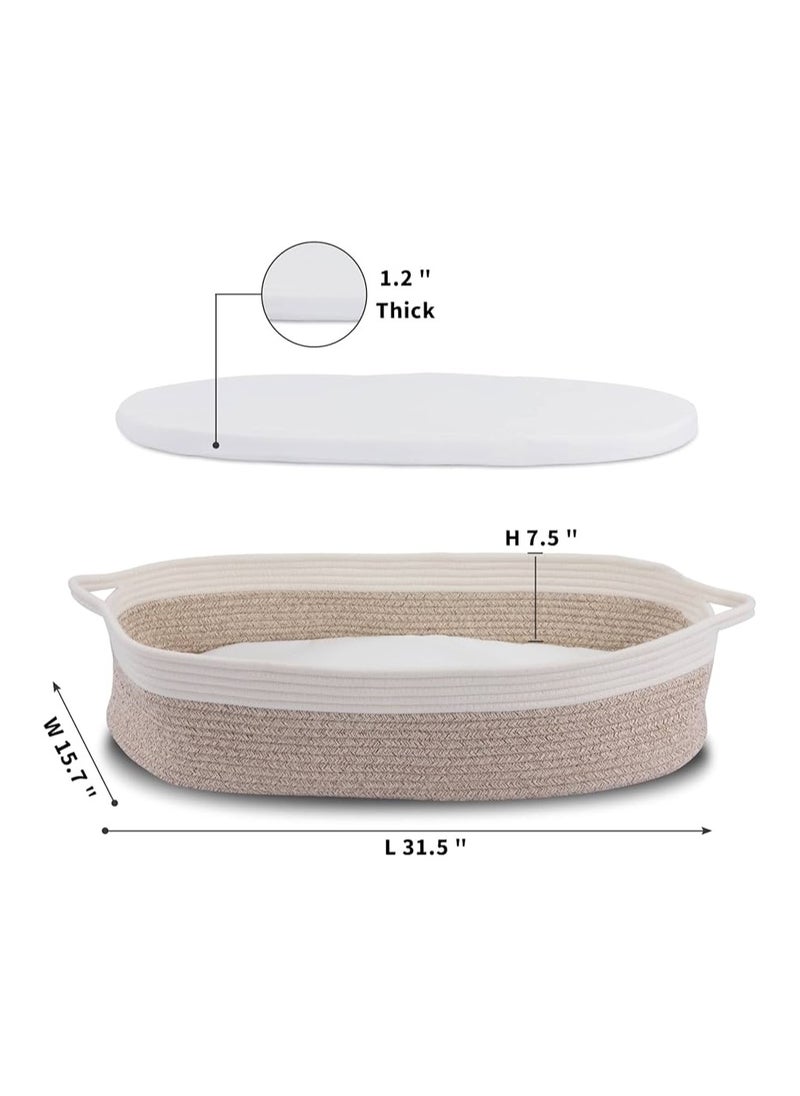 Baby Changing Basket - Moses Basket Boho Nursery Decor Cotton Rope Changing Table Topper with Thick Cotton Foam Pad and Removable Waterproof Bamboo Mattress Cover - pzsku/Z119695A14F1C6C4F41A3Z/45/_/1705323219/e4712132-d04c-4d48-a5f6-f190b4bdc8fb