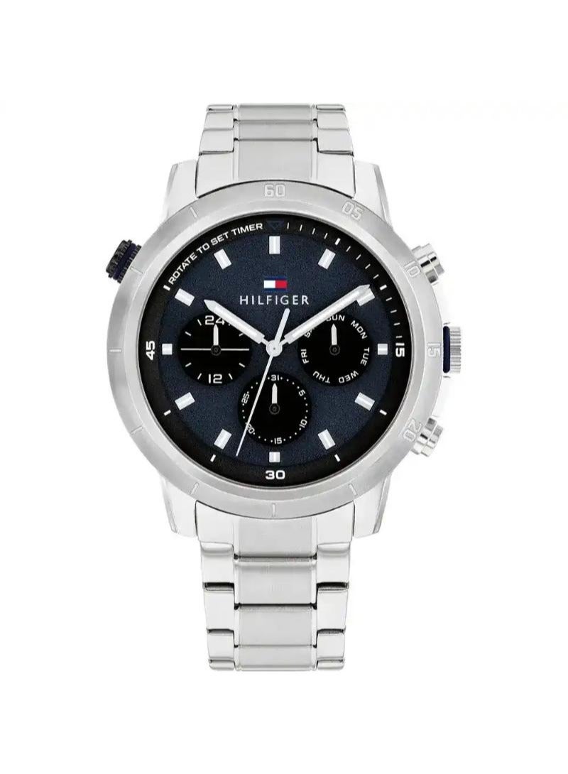 TOMMY HILFIGER Authentic Tommy Hilfiger men's watch from Egypt, Troy 1792104, features a blue dial and a silver metal bracelet. Comes with a Tommy Hilfiger box and bag. - Image 1