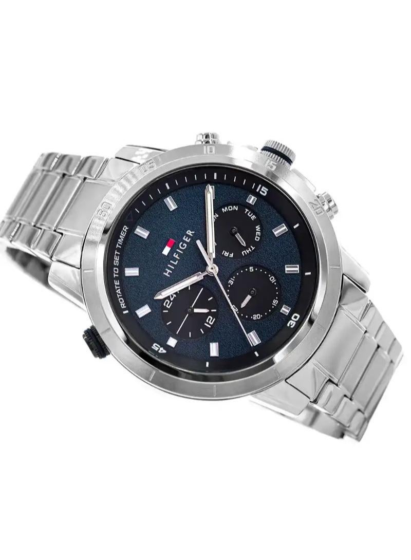 TOMMY HILFIGER Authentic Tommy Hilfiger men's watch from Egypt, Troy 1792104, features a blue dial and a silver metal bracelet. Comes with a Tommy Hilfiger box and bag. - Image 3