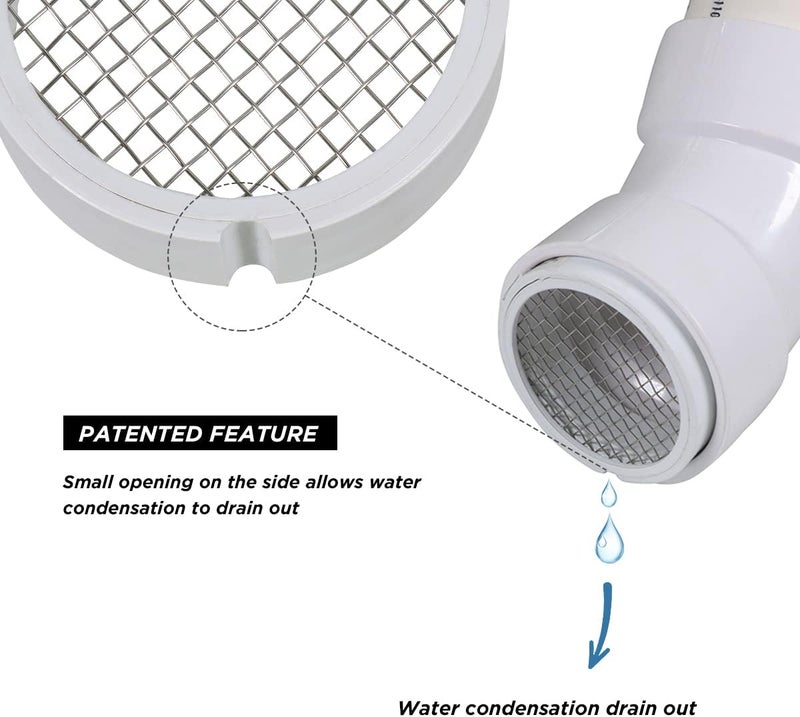 Raven R1508 Termination Cover Mesh - Round Furnace PVC Pipe Stainless Steel Roof Vent Cap, 2" Inner & 2-3/8" Outer Diameter, White - Image 5