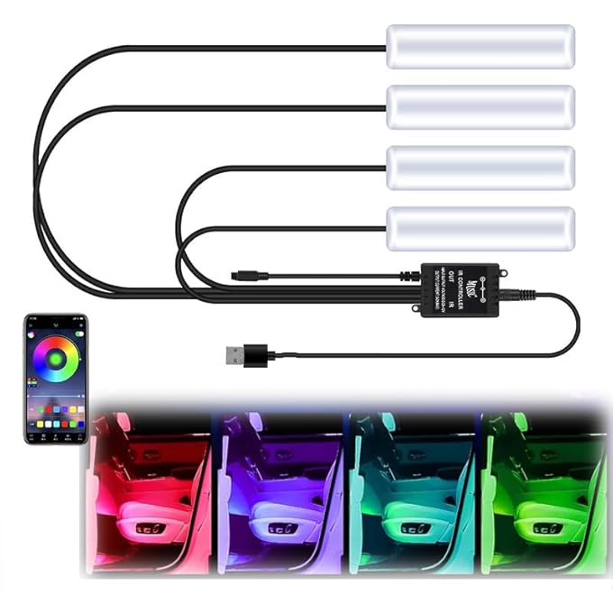Azonee Car Interior Led Waterproof Led Strip For Car Interior Usb Powered Ambient Footwell Lights Customizable Colors Easy Installation Universal For Cars Atvs Rvs - Image 1