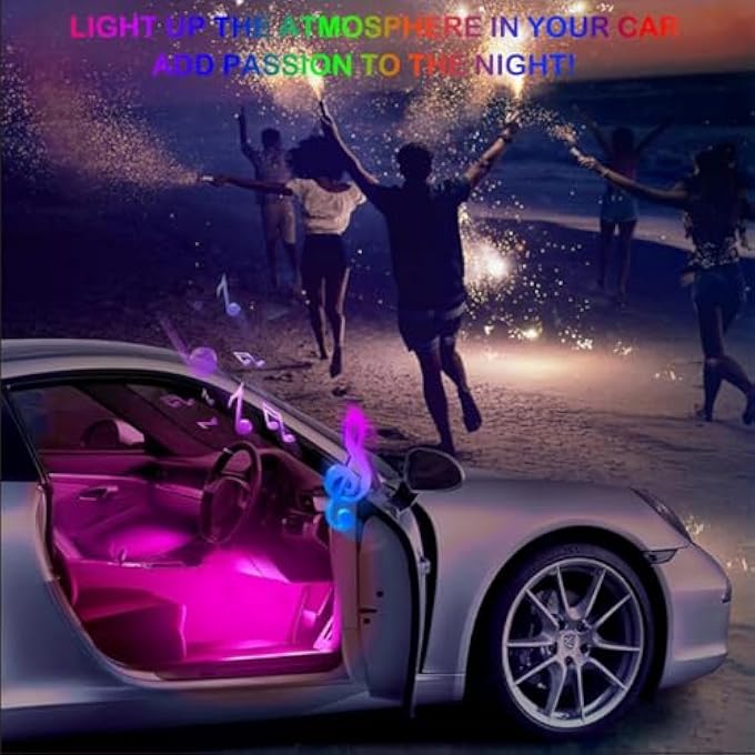 Azonee Car Interior Led Waterproof Led Strip For Car Interior Usb Powered Ambient Footwell Lights Customizable Colors Easy Installation Universal For Cars Atvs Rvs - Image 3