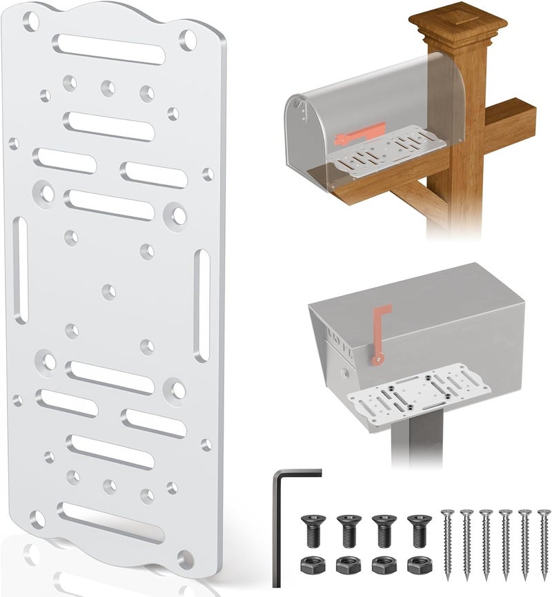 Dabolang Mailbox Mounting Bracket,Post Mount Mailboxes Board,Mailbox Bracket for 4x4 Wood or Hollow Posts,Mailbox Mounting Plate For Most Post-Mounted Mailboxes with Mounting Holes at the Bottom,White - Image 1