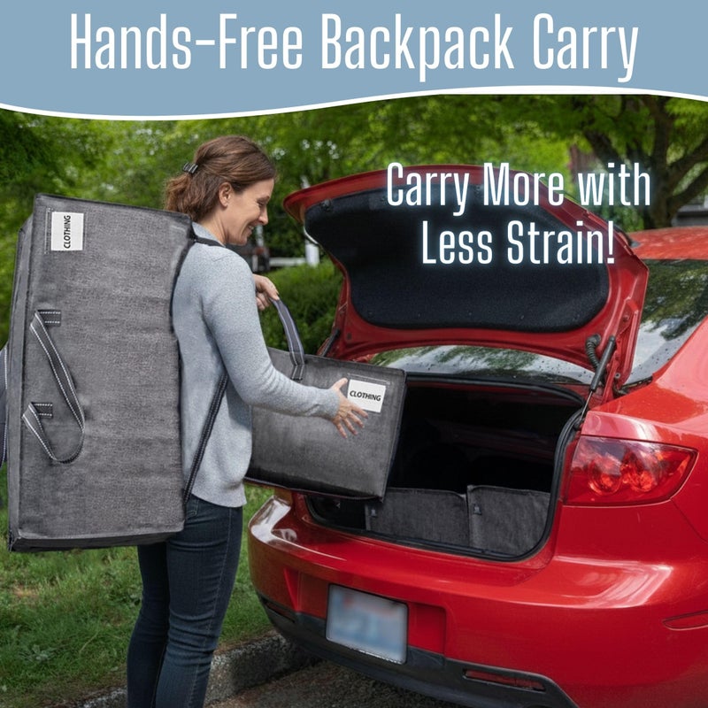 VENO 6 Pack Heavy Duty Moving Bags with Backpack Straps, Zippers & Handles, Extra Large Packing Bags for College Dorm Essentials, Moving Supplies Alternative to Cardboard Moving Boxes - Image 4