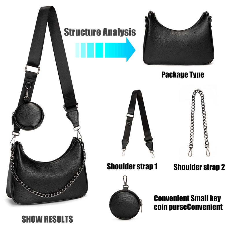My Friday myfriday Crossbody Hobo Handbags for Women with Coin Purse Pouch, Soft Leather Designer Shoulder Bags - 2 Size Shoulder Strap - Image 2