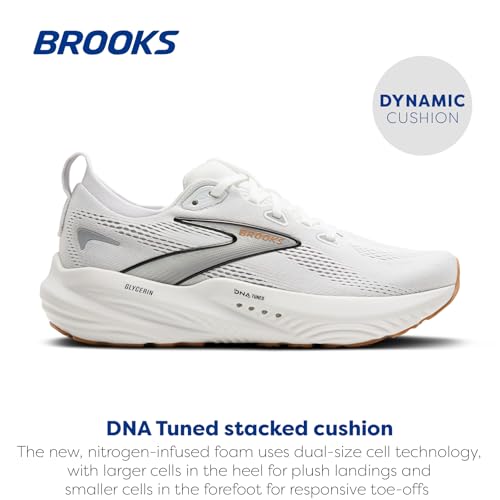 Brooks Men’s Glycerin 22 Neutral Running Shoe - White/Grey/Black - 9.5 Wide - Image 2
