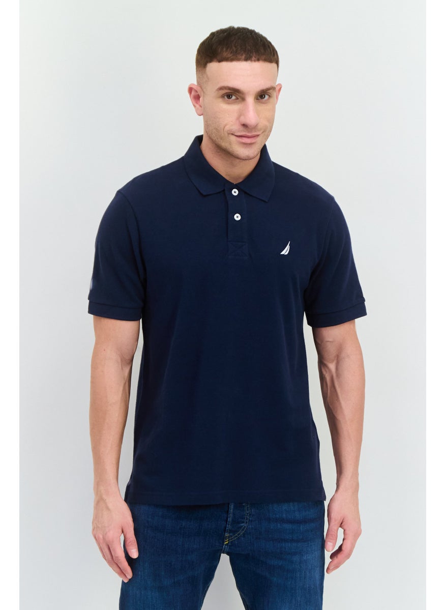 NAUTICA Men Regular Fit Short Sleeve Embroidered Logo Polo Shirt, Navy  - Image 1