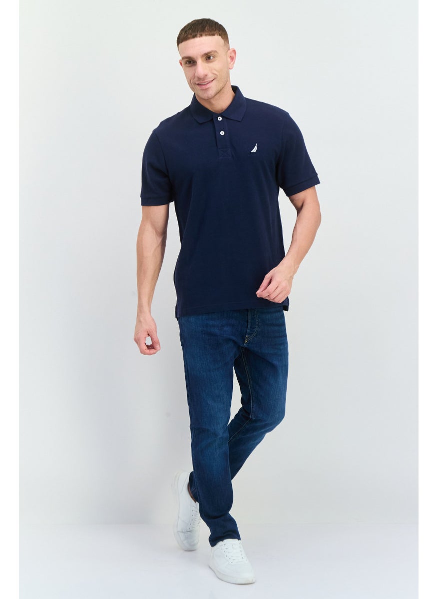 NAUTICA Men Regular Fit Short Sleeve Embroidered Logo Polo Shirt, Navy  - Image 3