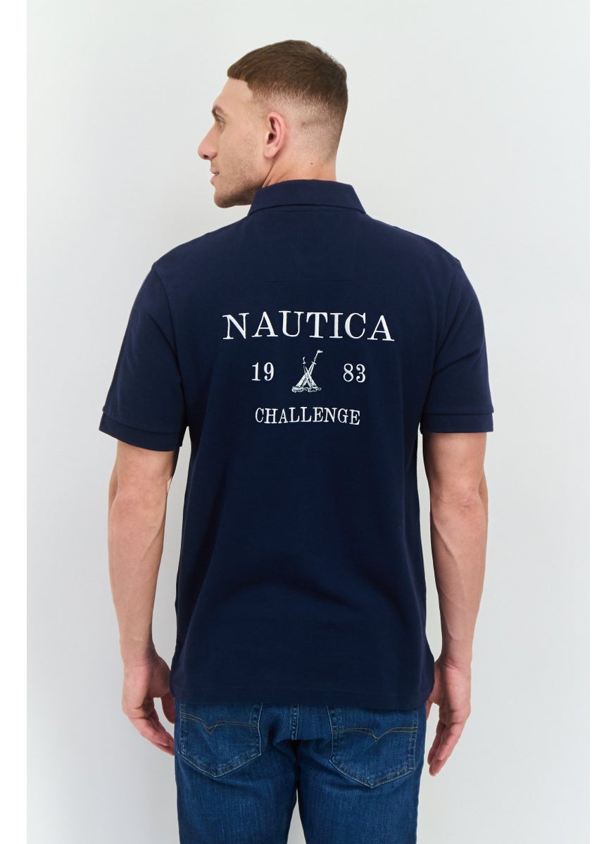 NAUTICA Men Regular Fit Short Sleeve Embroidered Logo Polo Shirt, Navy  - Image 2