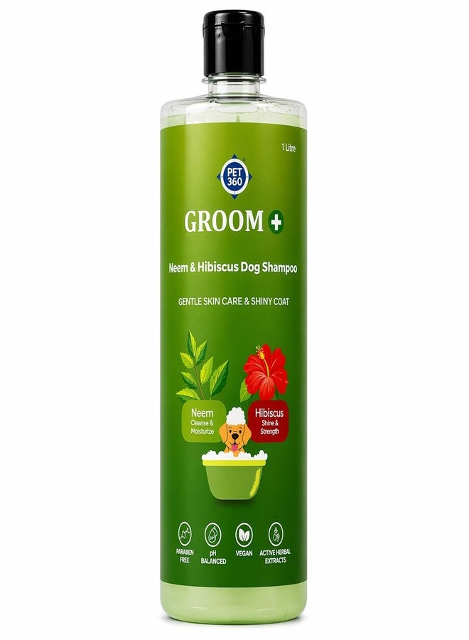 PET360 Groom+ Neem Hibiscus Oatmeal Puppy & Dog Shampoo 1000ml | Vegan Cruelty-Free | Non-Toxic pH Balanced | Phthalate & Paraben Free | Natural Pet Grooming - Image 1