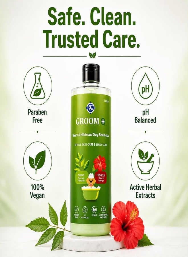 PET360 Groom+ Neem Hibiscus Oatmeal Puppy & Dog Shampoo 1000ml | Vegan Cruelty-Free | Non-Toxic pH Balanced | Phthalate & Paraben Free | Natural Pet Grooming - Image 3