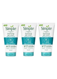 simple Purifying Gel Facial Wash Daily Skin Detox 150ml Pack of 3  - Image 1