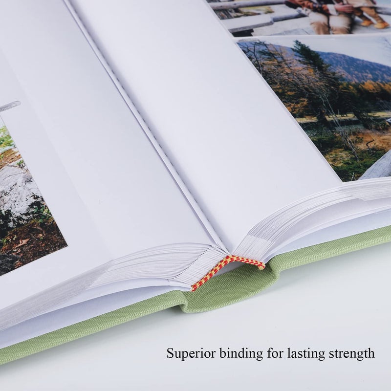 1DOT2 Photo Album with Writing Space 50 Pages 4x6 Photos Hold 200 or 5x7 Pictures Hold 100  Linen Cover Small Photo Book Albums with Memo for Anniversary Wedding Baby (Sage Green) - Image 4