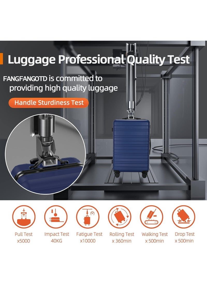 OHAHO Luggage Set 3-Piece Carry On Luggage ABS Material Hard Shell Suitcase with Wheels TSA Lock Scalable Trolley Luggage Bag 20/24/28 Inch （Blue）  - Image 3