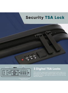 آه آه مجموعة حقائب سفر مكونة من 3 قطع مصنوعة من مادة ABS وحقيبة سفر صلبة مع عجلات وقفل TSA وحقيبة سفر قابلة للتوسيع 20/24/28 بوصة(أزرق)  - Image 5