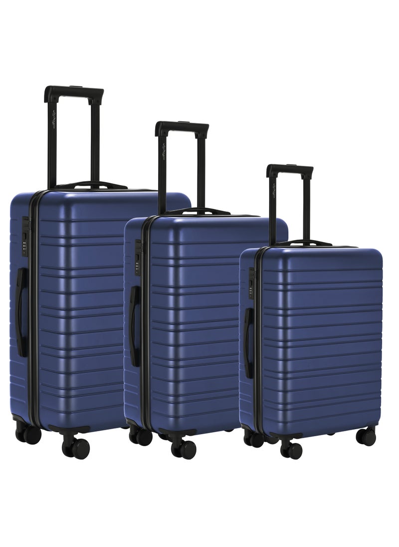 OHAHO Luggage Set 3-Piece Carry On Luggage ABS Material Hard Shell Suitcase with Wheels TSA Lock Scalable Trolley Luggage Bag 20/24/28 Inch （Blue）  - Image 1