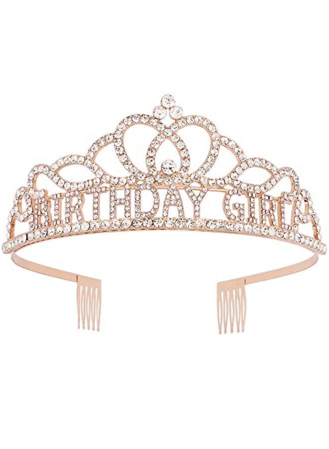 AOPRIE Diane Birthday Crowns for Women Gold Tiaras for Girls Crowns for Girls Rhinestone Crystal Decor Headband - Image 1