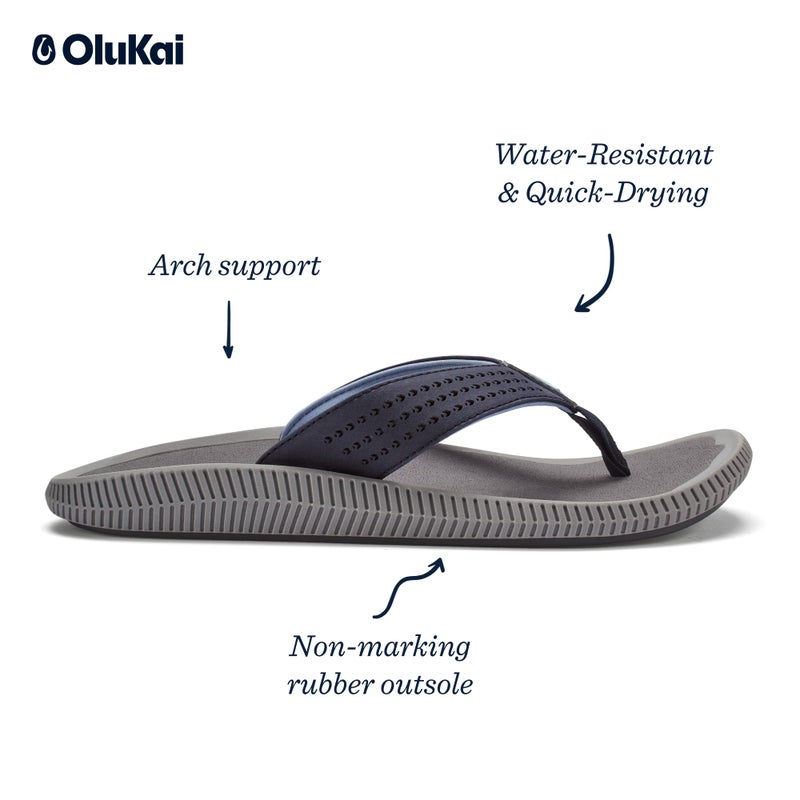 OluKai Ulele Men's Beach Sandals, Quick-Dry Flip-Flop Slides, Water Resistant Suede Lining & Wet Grip Soles, Soft Comfort Fit & Arch Support - Image 4